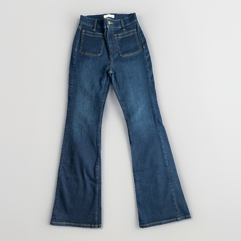 Ann Taylor Loft Jeans Womens Size 2/26 Flare Leg High Rise Dark Wash Hippie BOHO